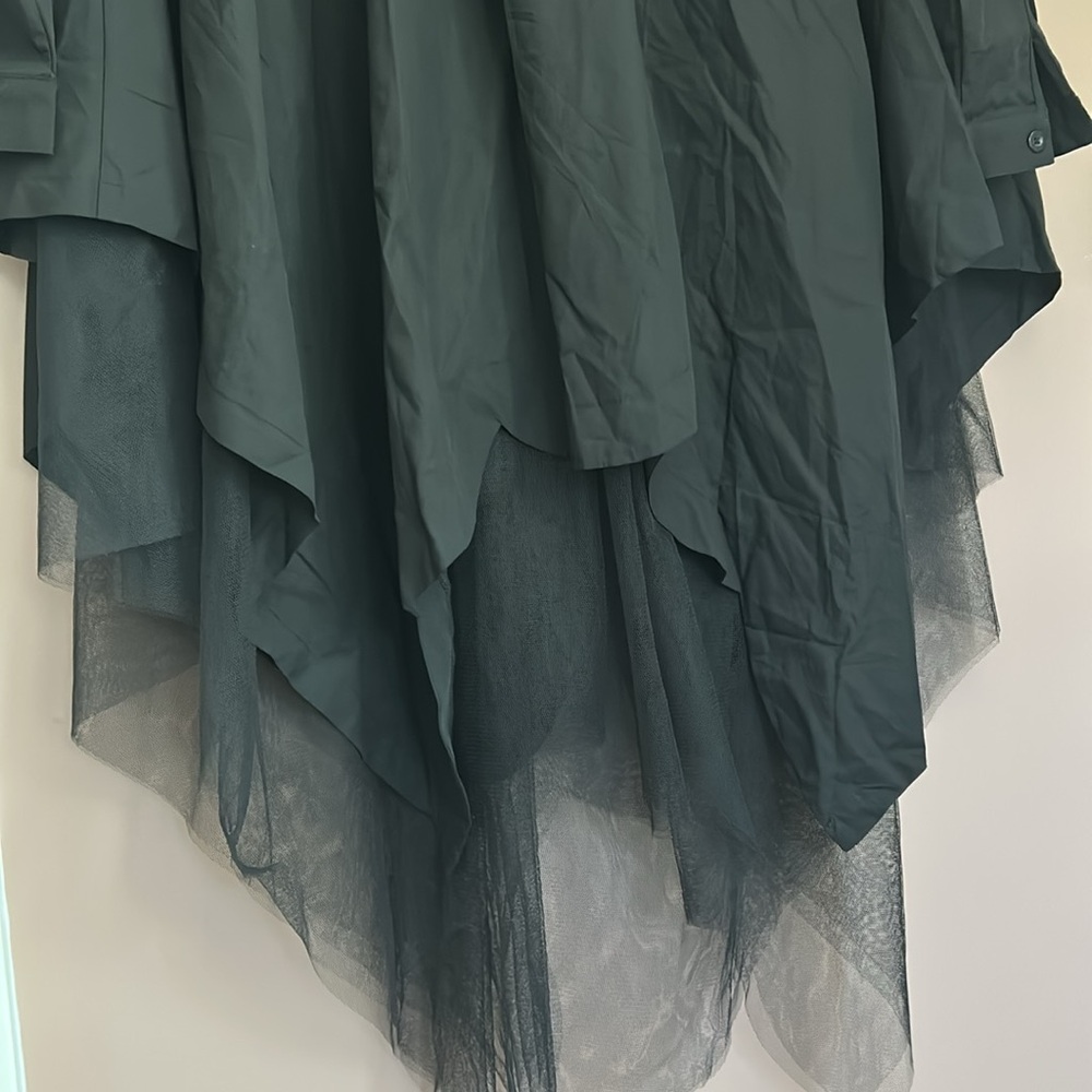 Kate Hewko Black Button-Up Tulle Hem Top OS Artsy Goth Lagenlook XL NWT - Picture 8 of 15